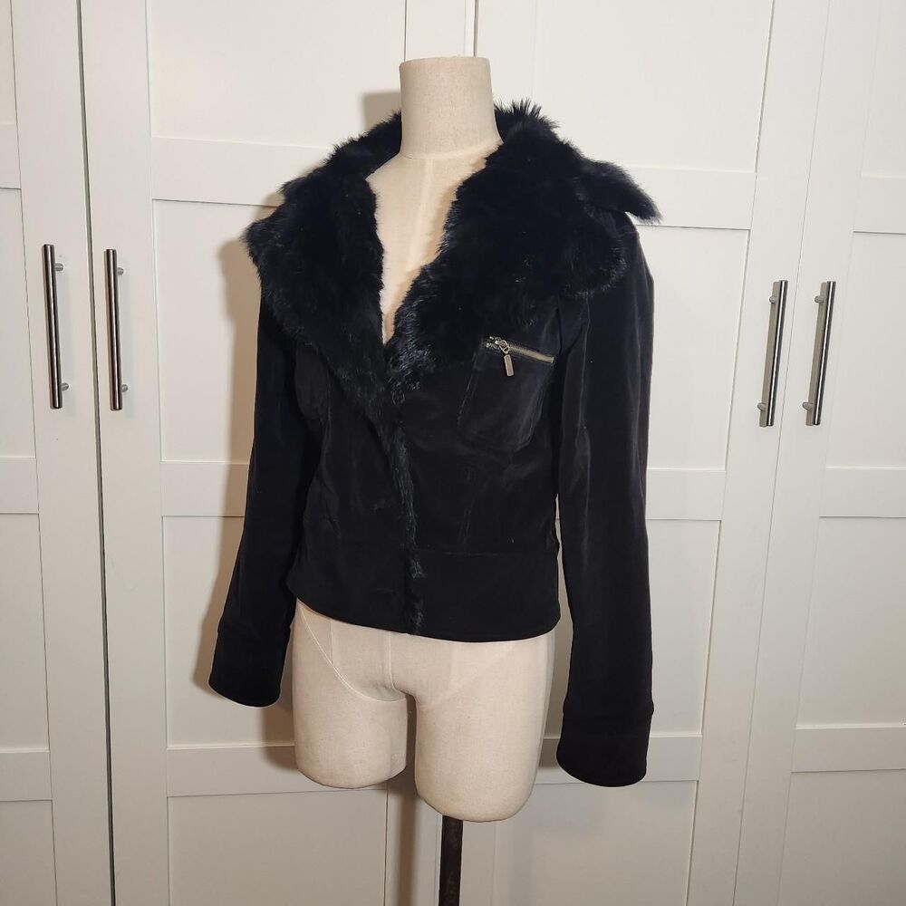 Twenty/Twenty Women's Black Velvet and Fur Jacket Size Medium